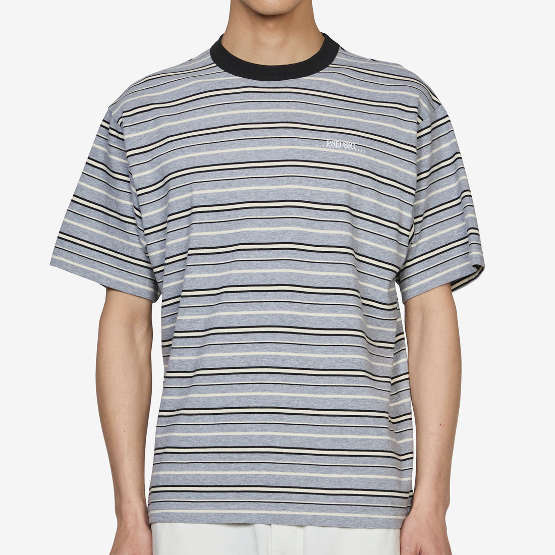Knitted Stripes T-Shirt White | Grey | Black Tees