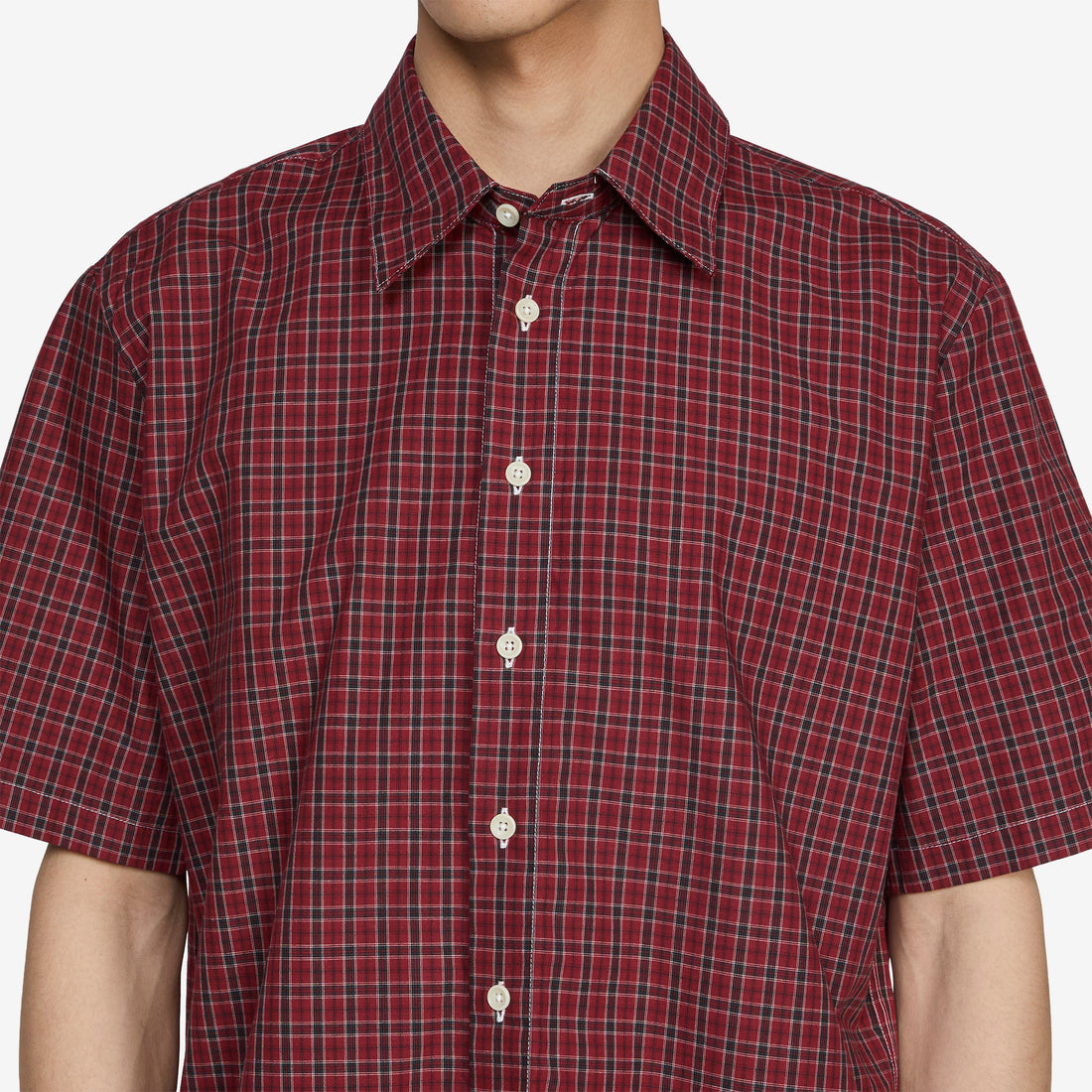 Short Sleeve Tartan Typewriter Shirt Red | Black | White Shirts