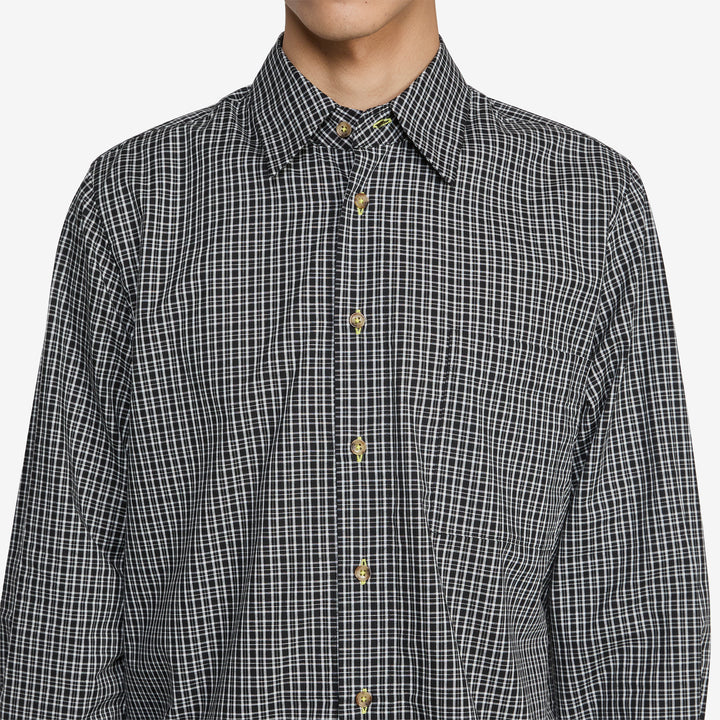 Longsleeve Black Plaid Shirt Black | White
