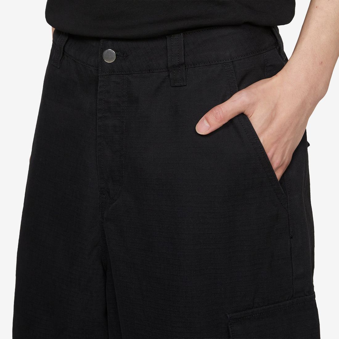 Cotton Ripstop Cargo Shorts Washed Black Shorts