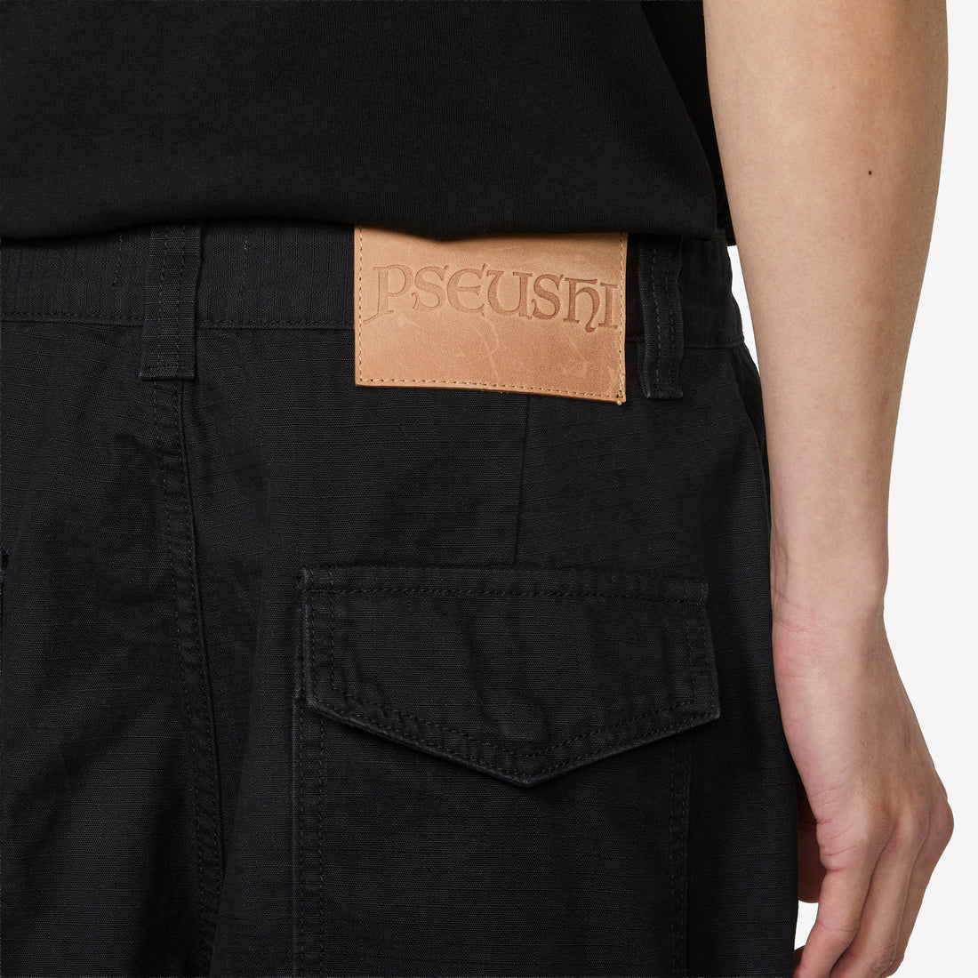 Cotton Ripstop Cargo Shorts Washed Black Shorts