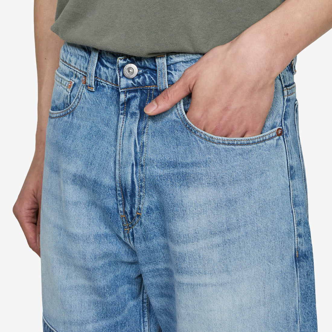 Third Cut Jeans Patched Saddle Repair Wash Pants