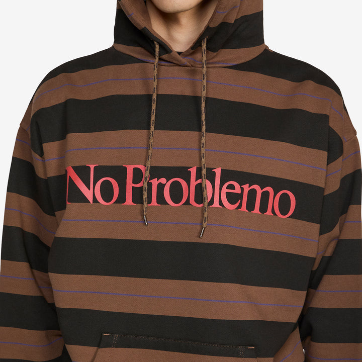 No Problemo Striped Hoodie Brown