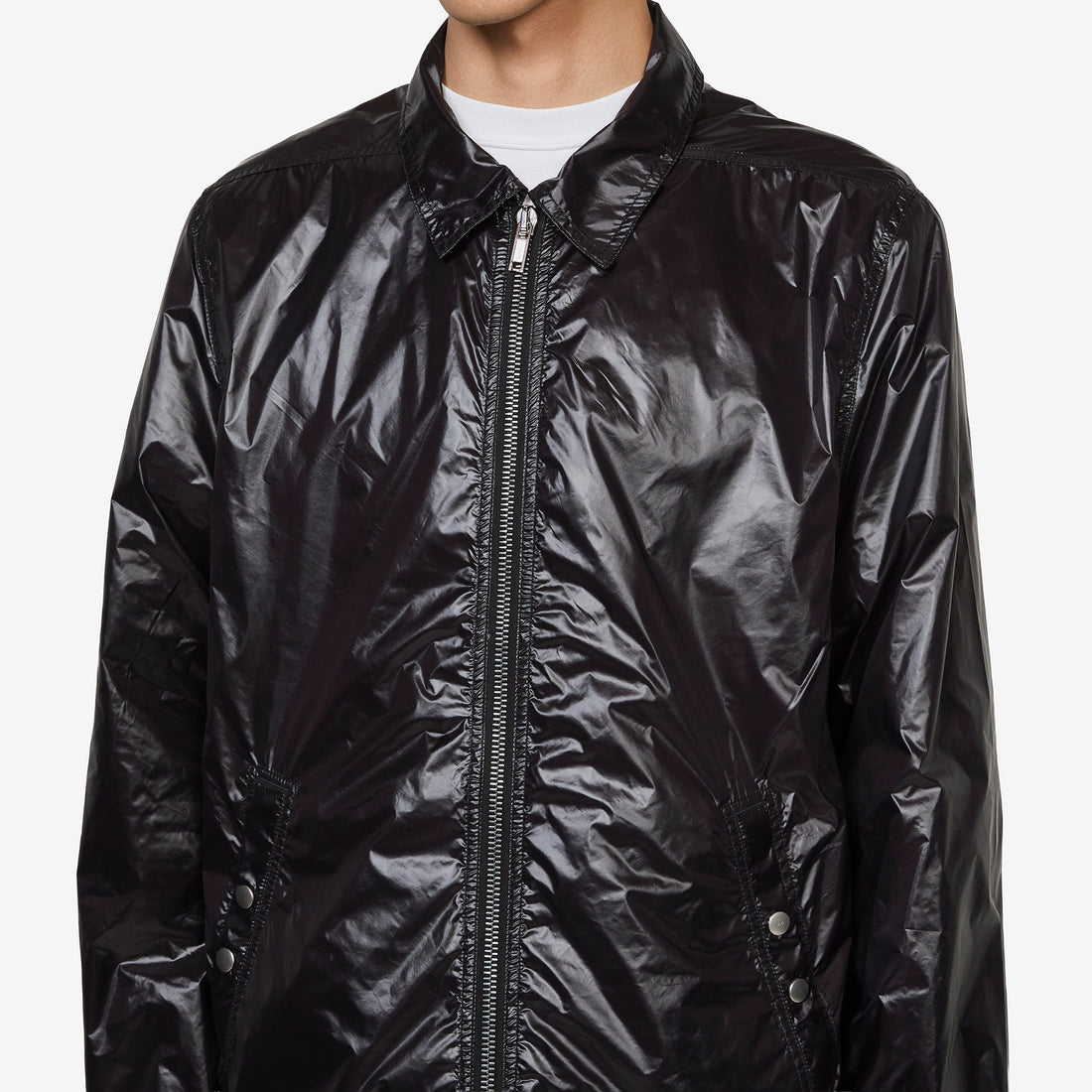 Zipfront Jacket Black Shiny Light Nylon Jackets