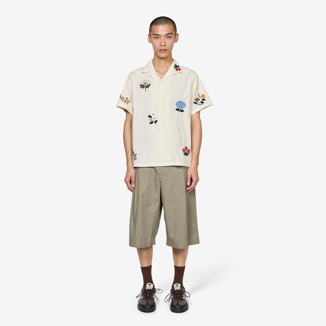 Embroidery Flowers Shirt Natural Shirts