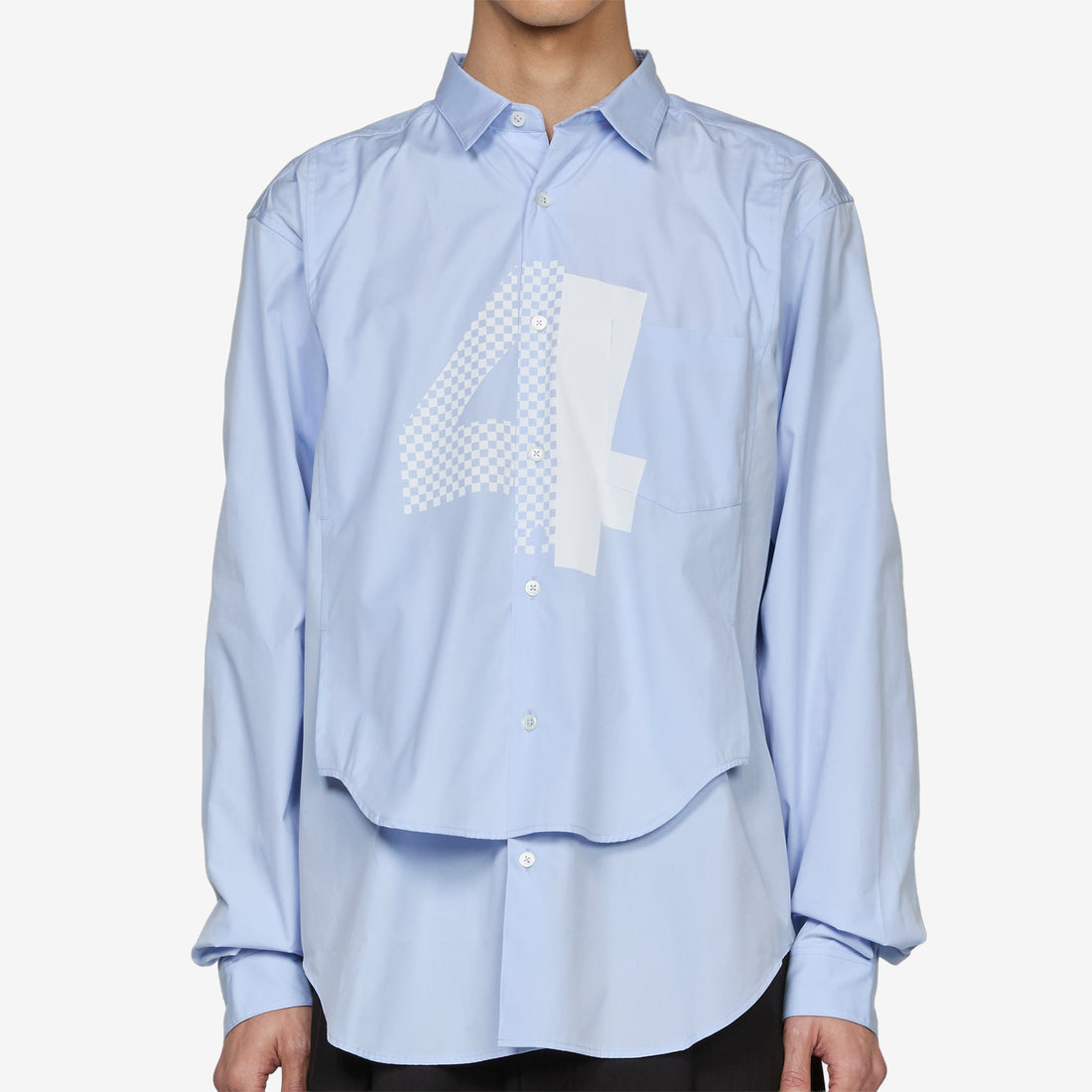 Printed Bib Shirt Blue Shirts