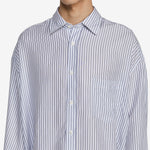 Soffia Longsleeve Round Tencel Shirt White | Navy