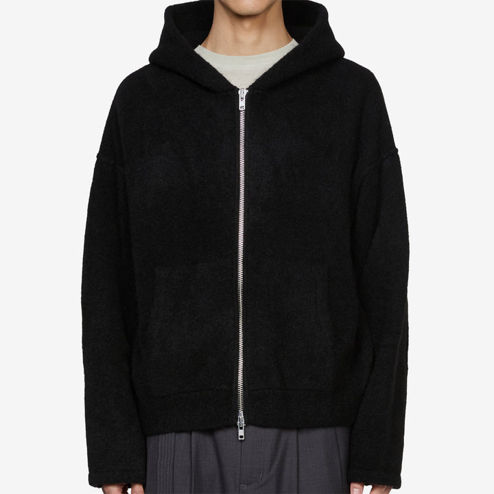 Knit Zip Hood Black