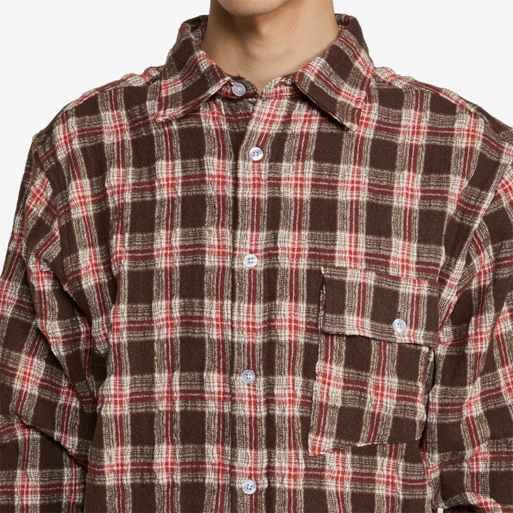 Longsleeve Pocket Shirt Brown Red Check
