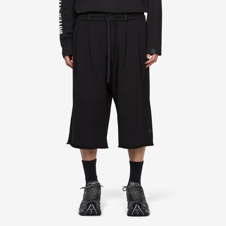 Pleated Shorts Back Pile Black Front