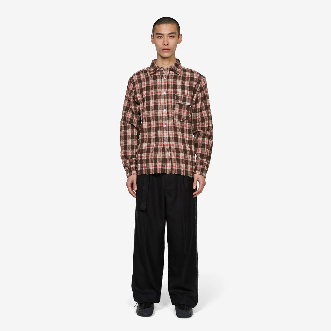 Longsleeve Pocket Shirt Brown Red Check Shirts