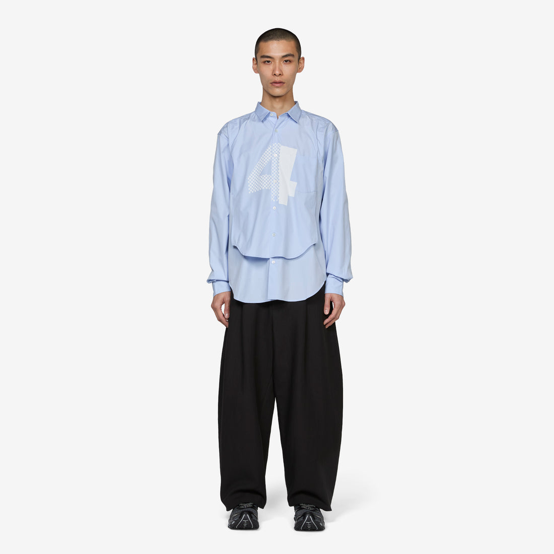 Printed Bib Shirt Blue Shirts