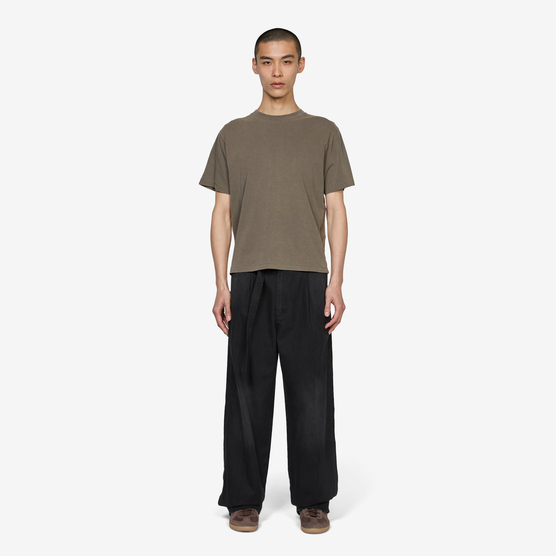 Pleated Work Pant Black Herringbone Pants