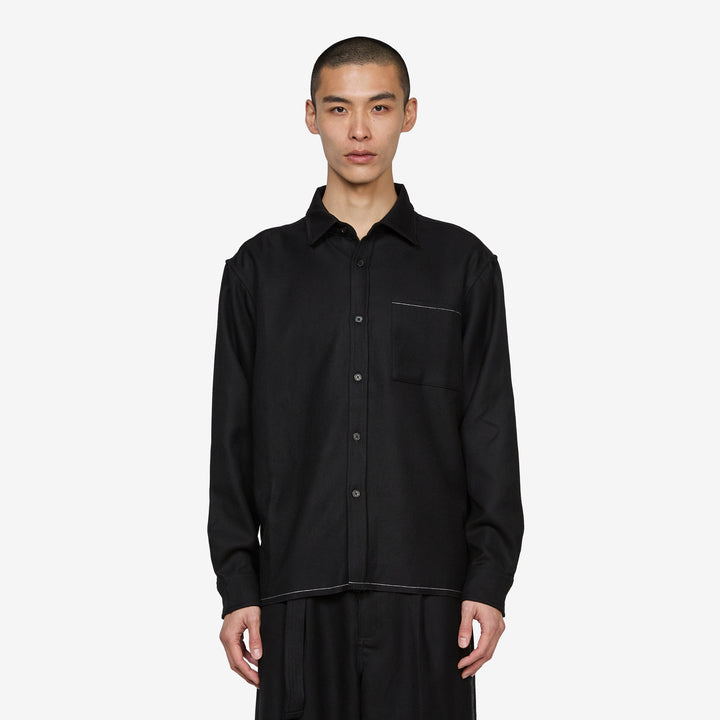Hold Longsleeve Pocket Shirt Black | White Front
