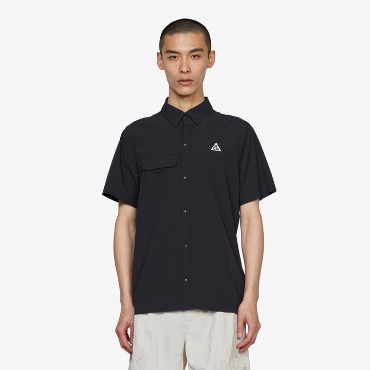 ACG 'Aireez' Button-Up Trail Running Top Black | Summit White Front