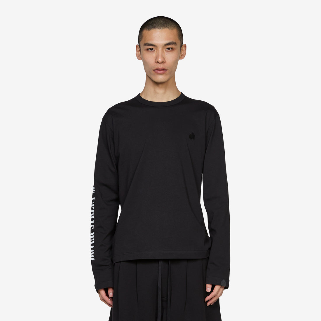 Print On Sleeve Longsleeve T-Shirt Black Tees