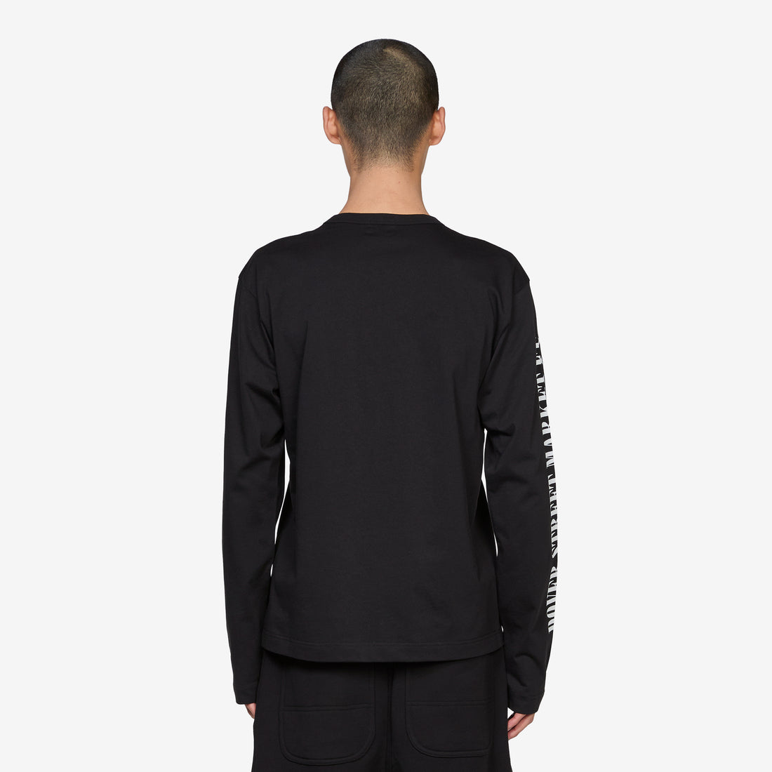 Print On Sleeve Longsleeve T-Shirt Black Tees