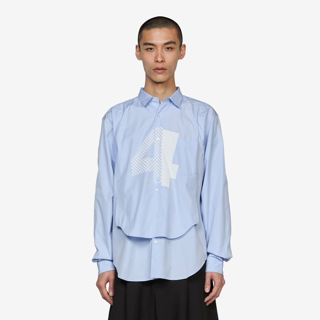 Printed Bib Shirt Blue Shirts