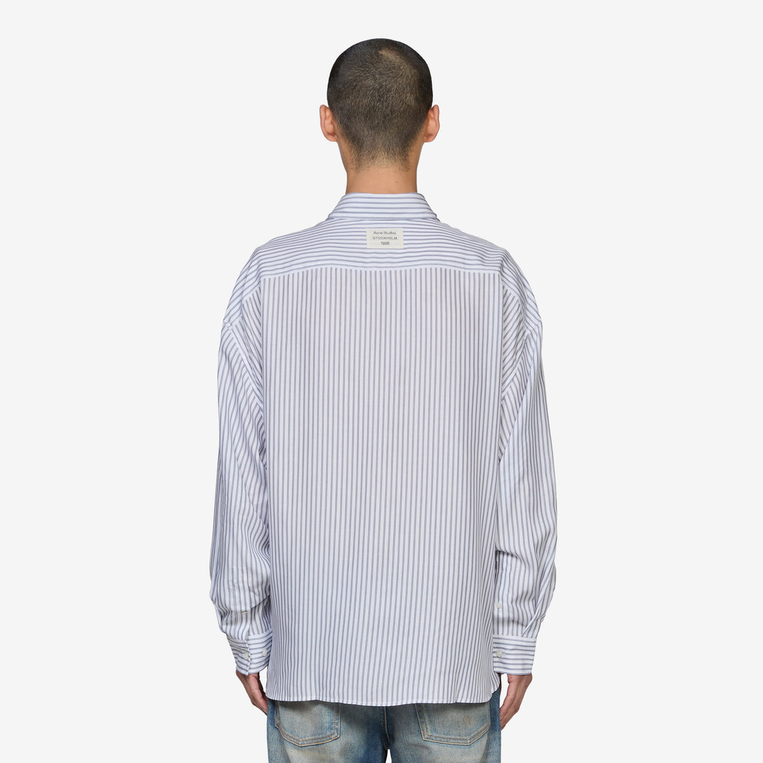 Soffia Longsleeve Round Tencel Shirt White | Navy Shirts