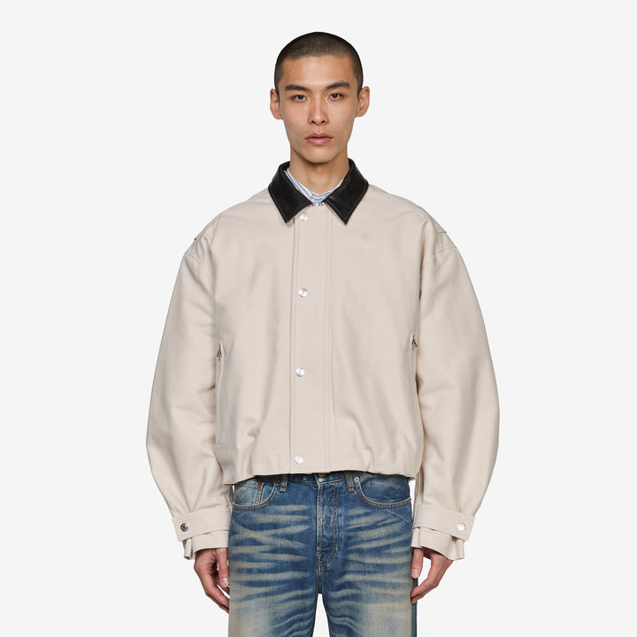 Opado Double Cotton Satin Jacket Light Taupe Front