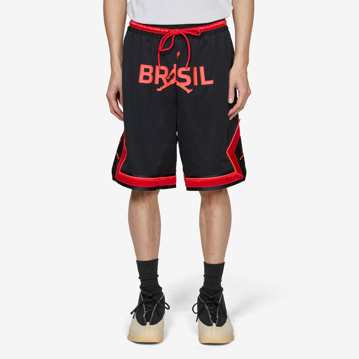Diamond Shorts Black | University Red Front