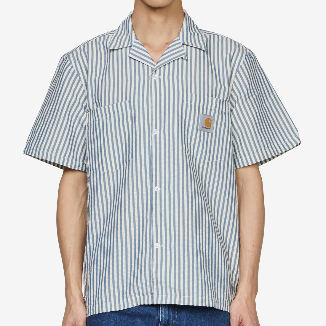 Leavel Shirt Leavel Stripe Blue River | Wax Shirts