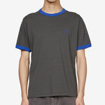 Ringer T-Shirt Dirty Black | Egyptian Blue
