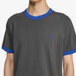 Ringer T-Shirt Dirty Black | Egyptian Blue