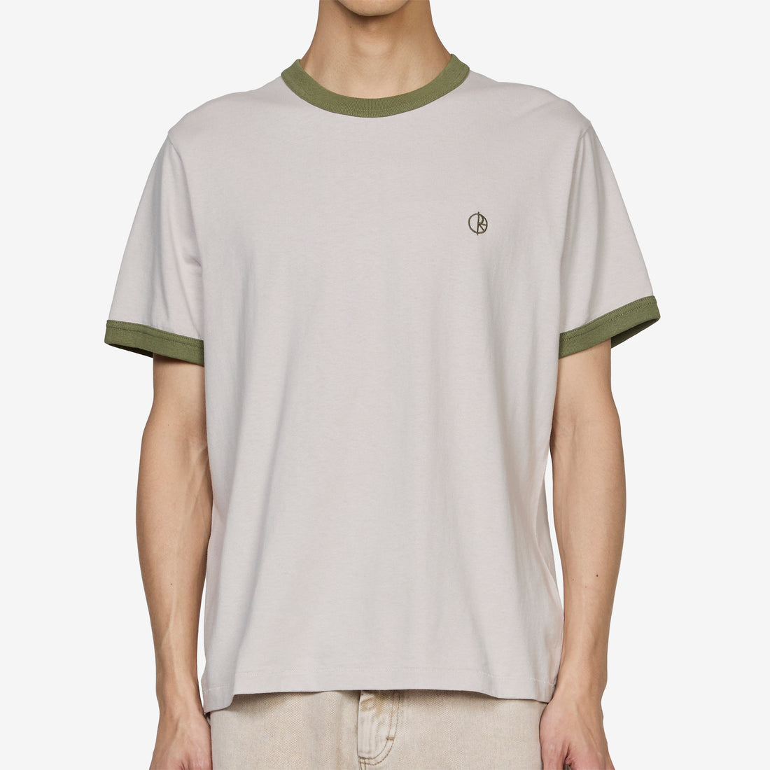 Ringer T-Shirt Pale Taupe | Army Green Tees
