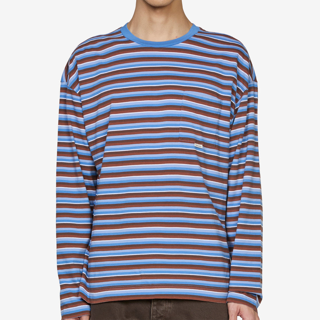 Stripe Longsleeve Pocket T-Shirt 210 Blue Tees