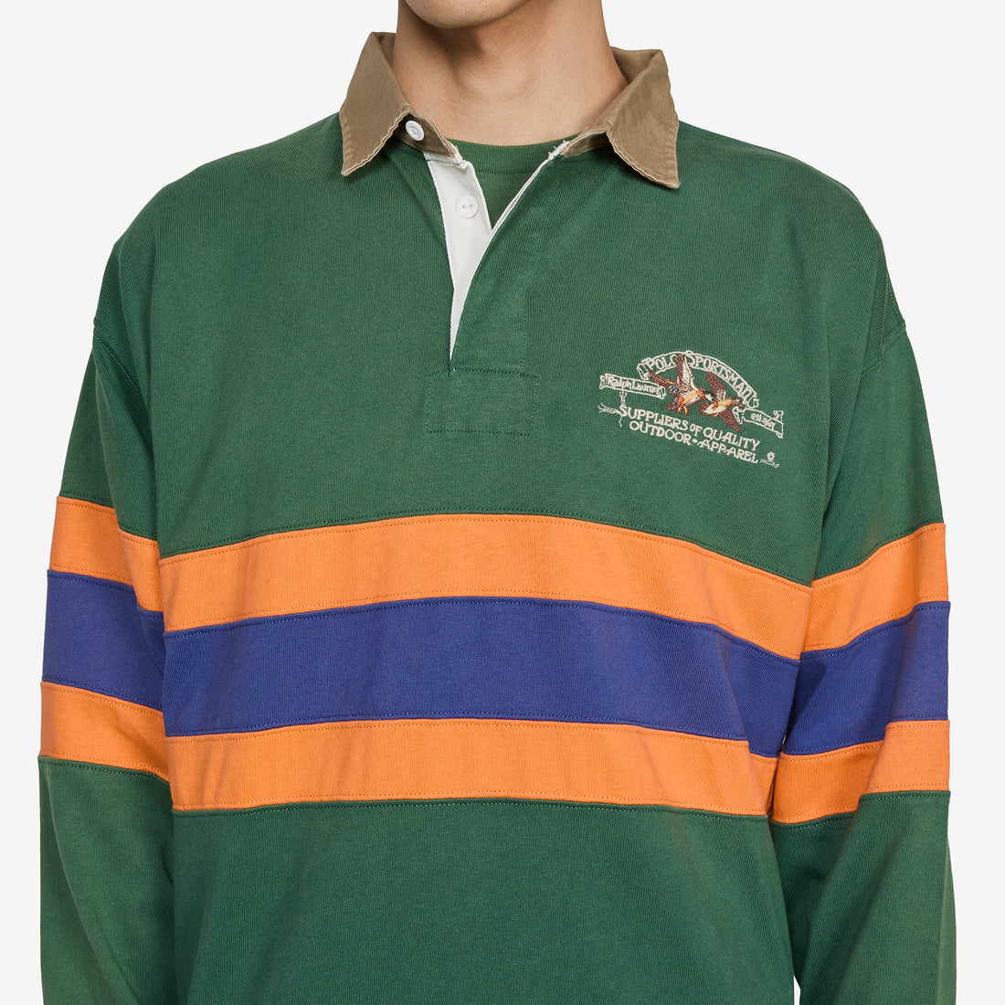 Vintage Embroidered Rugby Shirt Grass Green | Multi Shirts