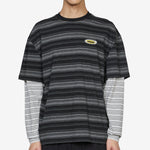Double Layer Striped T-Shirt Black