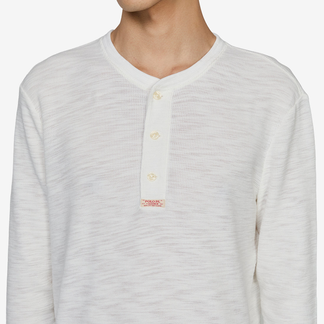 Textured Waffle-Knit Henley Shirt Nevis Jumpers