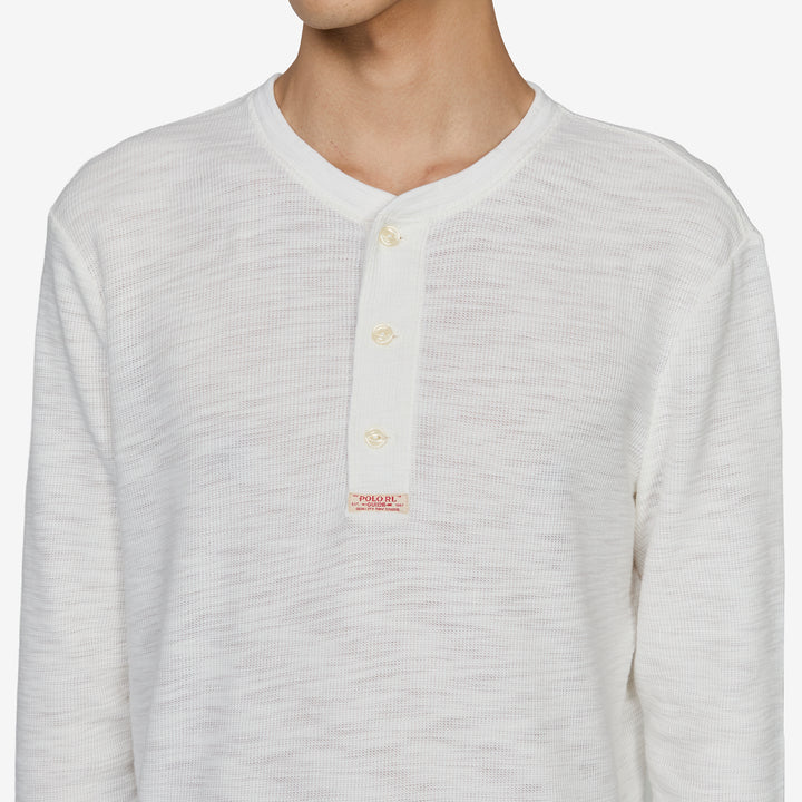 Textured Waffle-Knit Henley Shirt Nevis