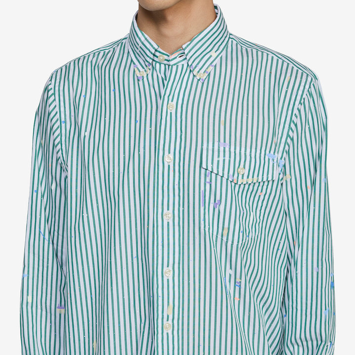 Classic Fit Paint-Splatter Striped Shirt Broadcloth Stripe