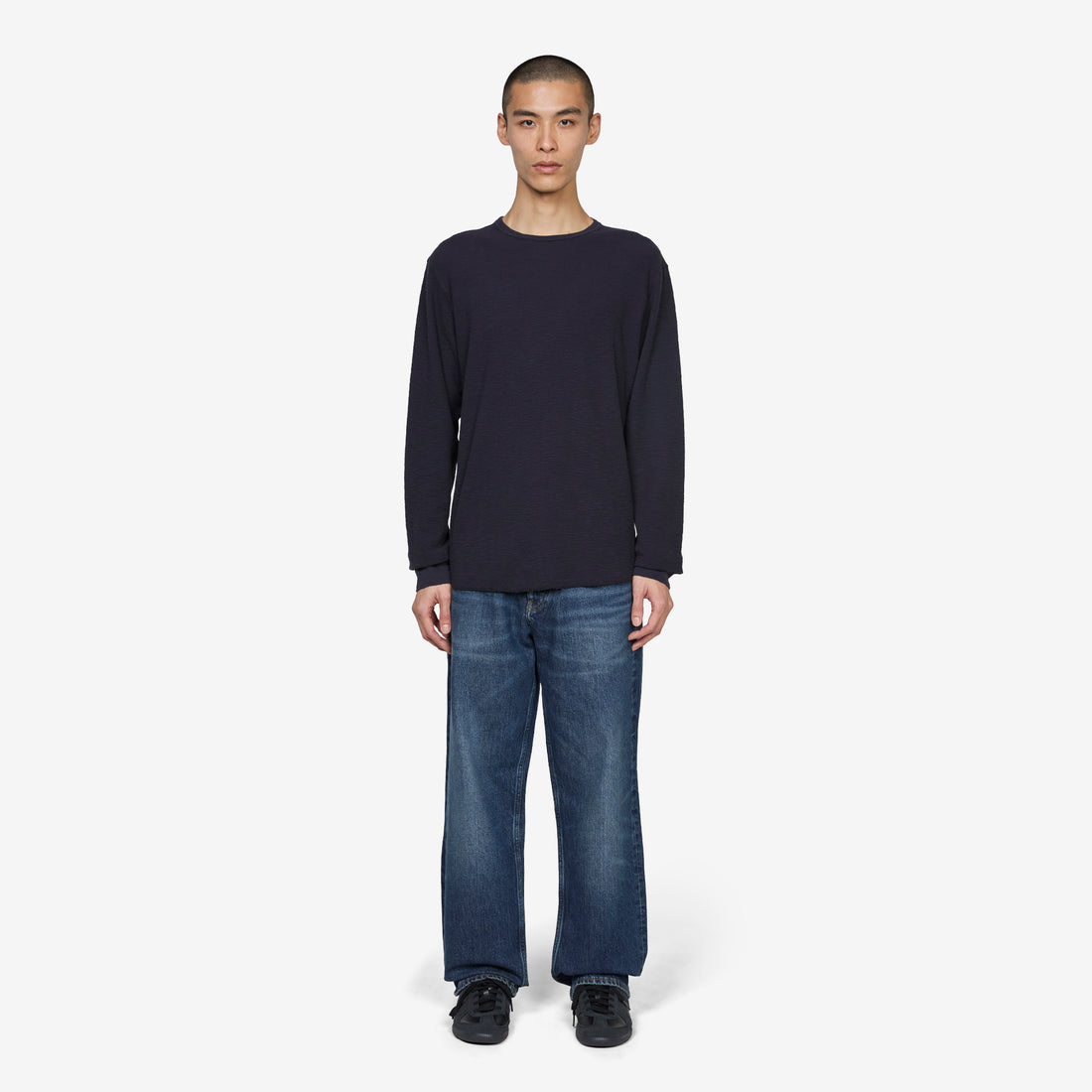 Waffle T-Shirt Longsleeve 200 Navy Tees