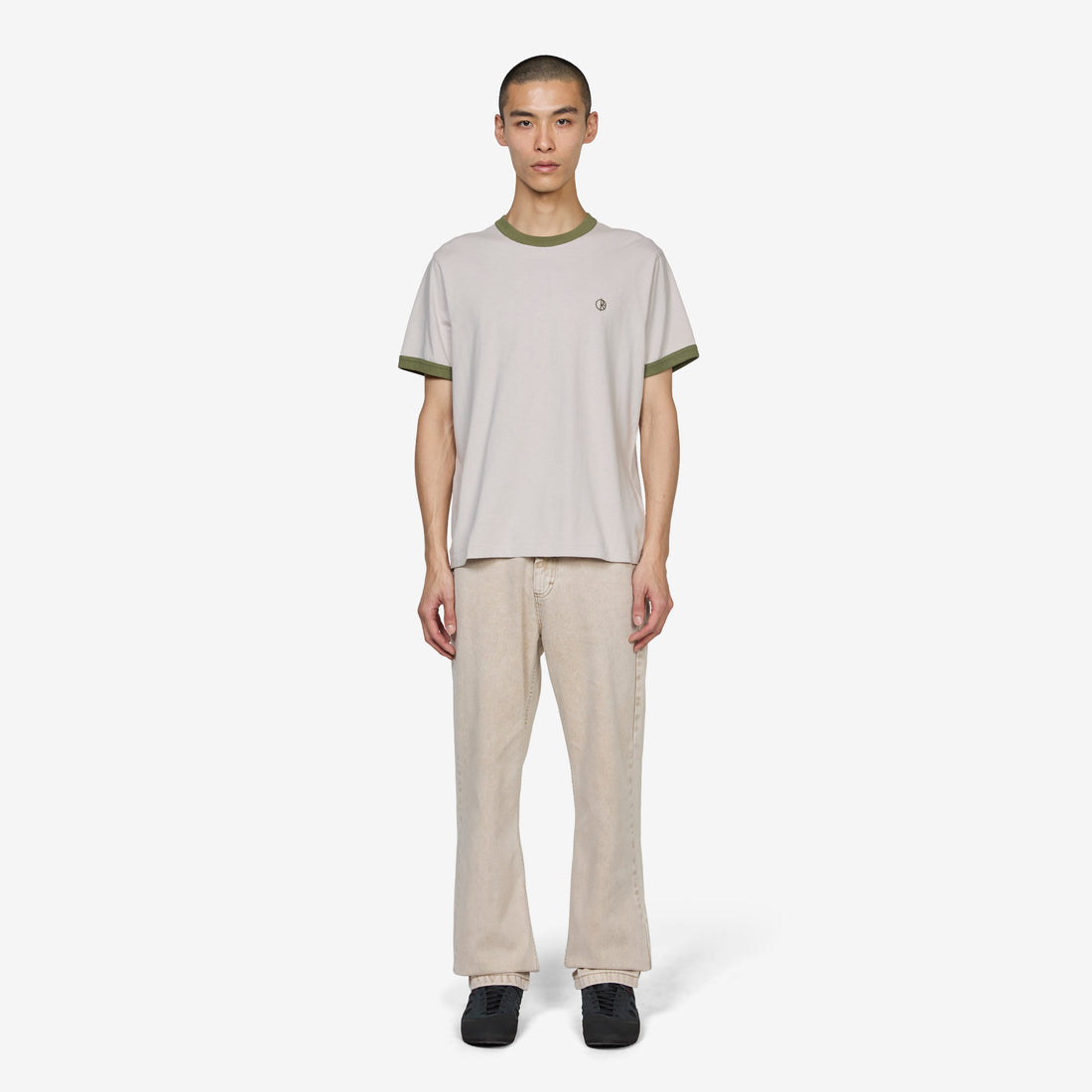 Ringer T-Shirt Pale Taupe | Army Green Tees