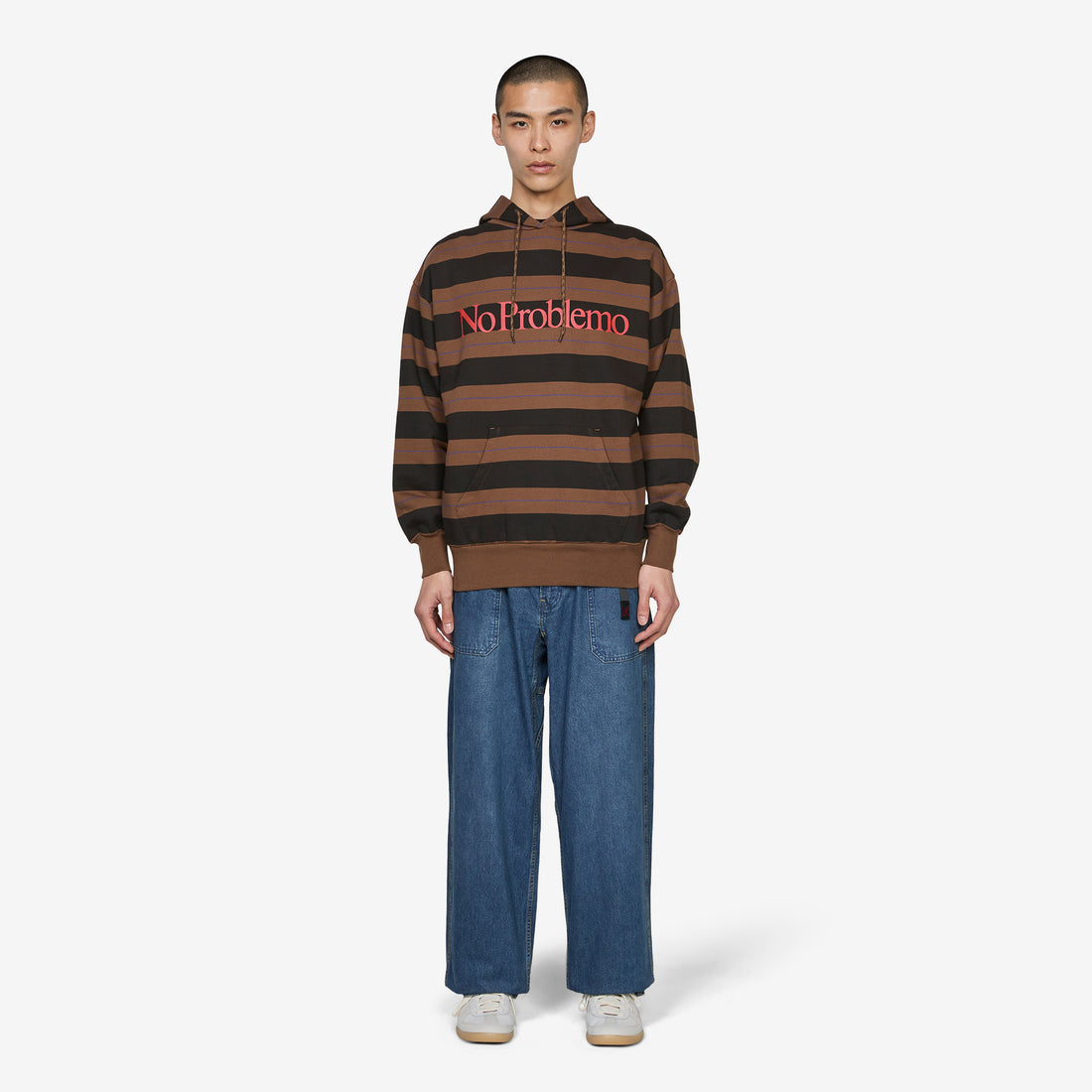 No Problemo Striped Hoodie Brown Jumpers