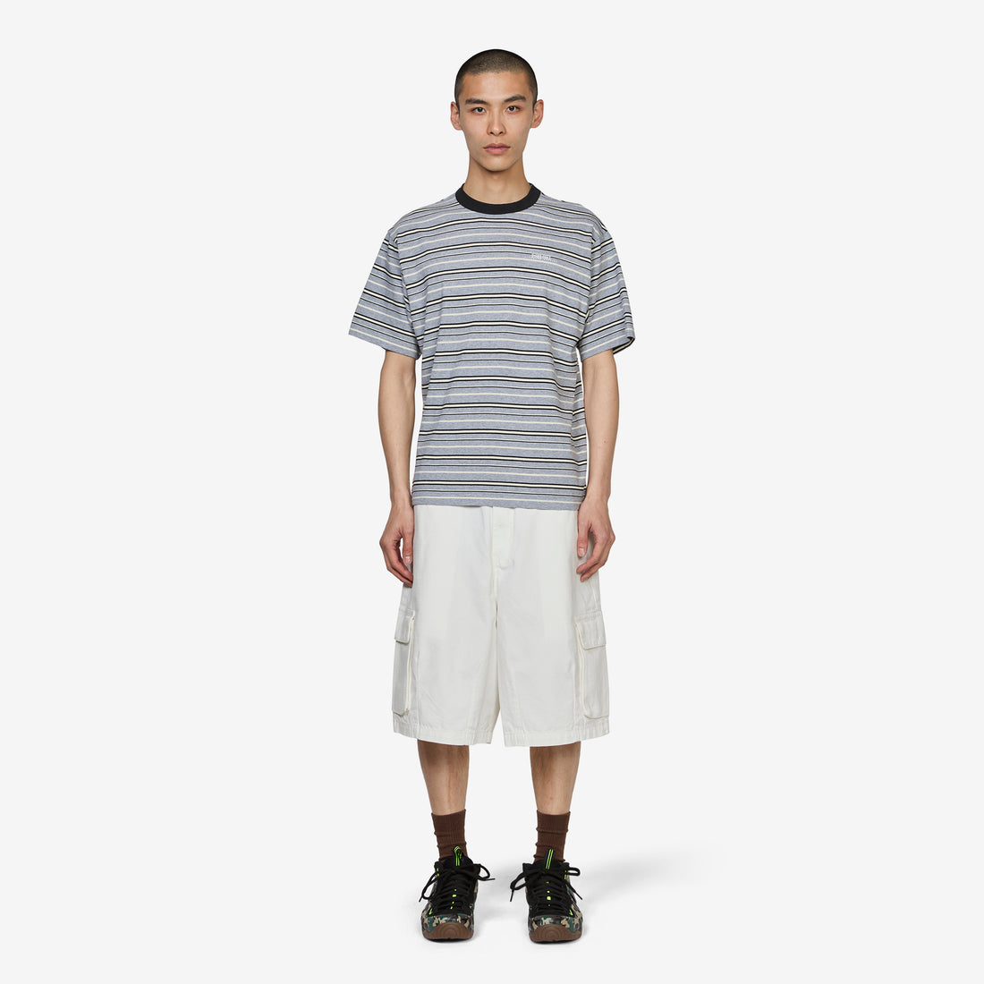 Knitted Stripes T-Shirt White | Grey | Black Tees