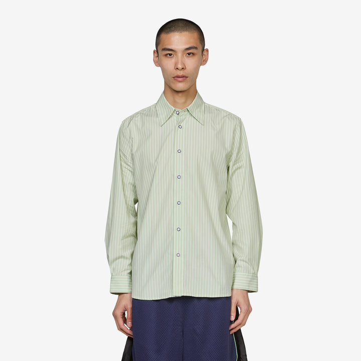 Longsleeve Green Stripe Poplin Shirt Green | White | Yellow Front