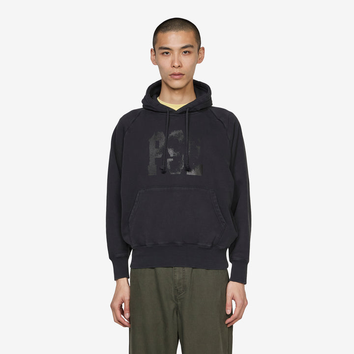 Raglan Drawstring Hoodie Vintage Black Front