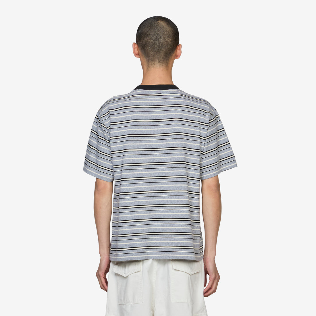 Knitted Stripes T-Shirt White | Grey | Black Tees