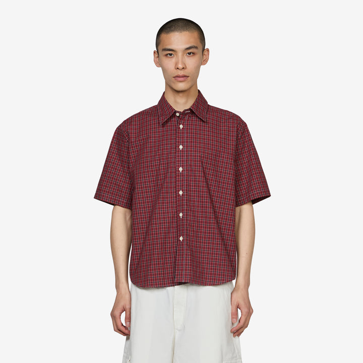 Short Sleeve Tartan Typewriter Shirt Red | Black | White Front