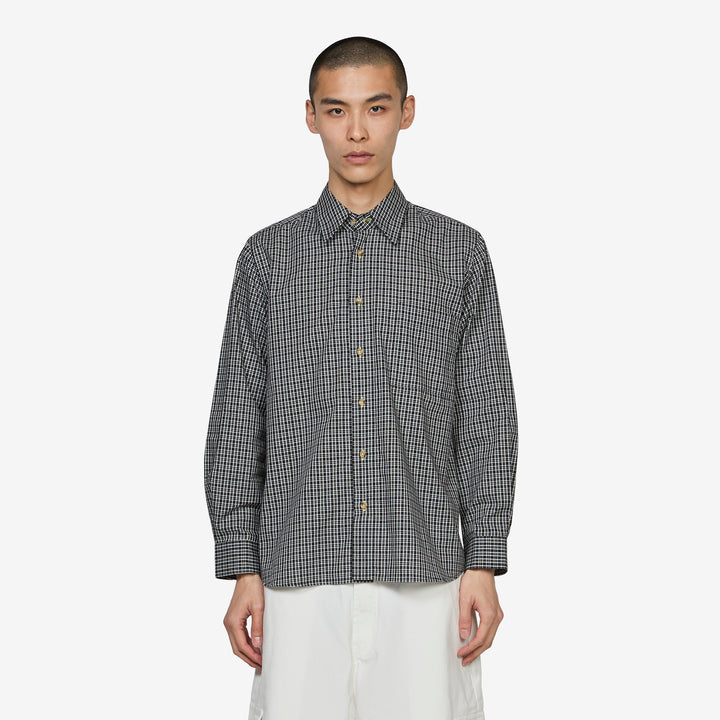 Longsleeve Black Plaid Shirt Black | White Front
