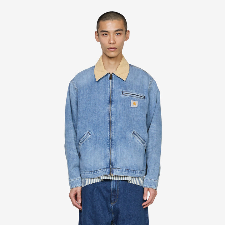 OG Detroit Jacket Blue | Dusty H Brown Burst Washed Front