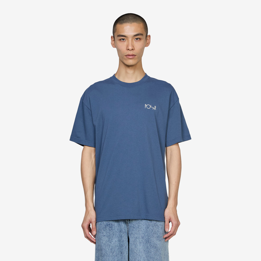 Contrast Stroke Logo T-Shirt Grey Blue Tees