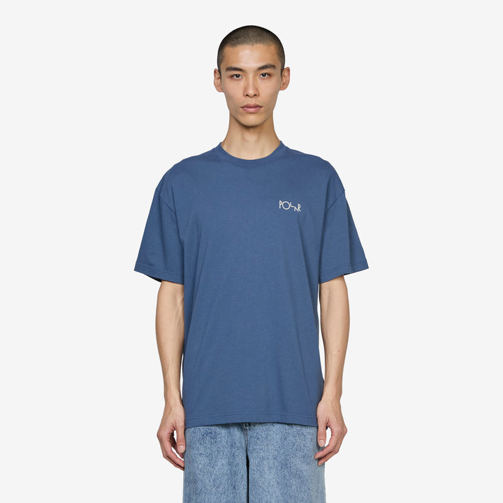 Contrast Stroke Logo T-Shirt Grey Blue Front