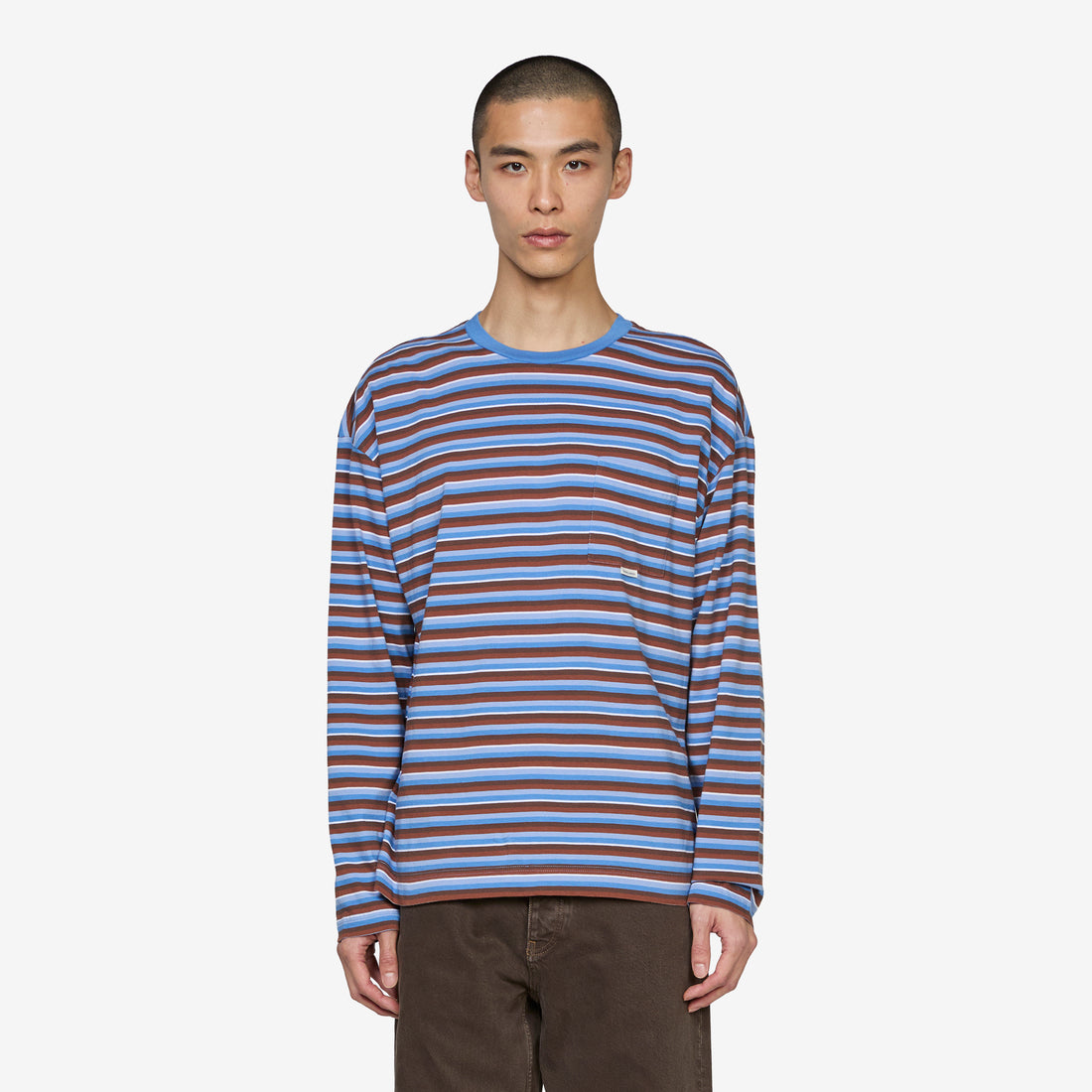 Stripe Longsleeve Pocket T-Shirt 210 Blue Tees