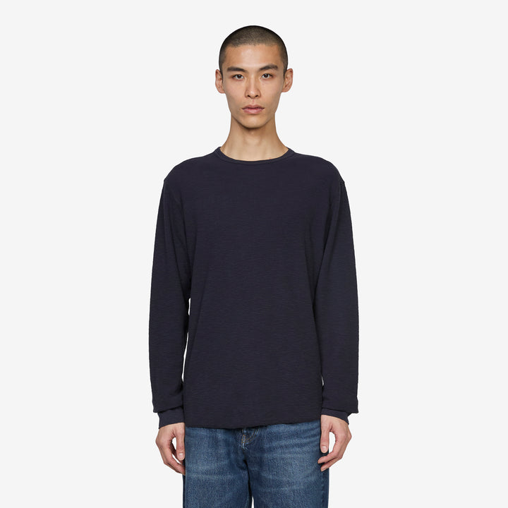 Waffle T-Shirt Longsleeve 200 Navy Front
