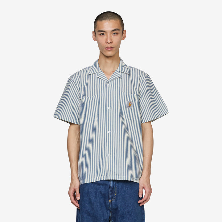 Leavel Shirt Leavel Stripe Blue River | Wax Front